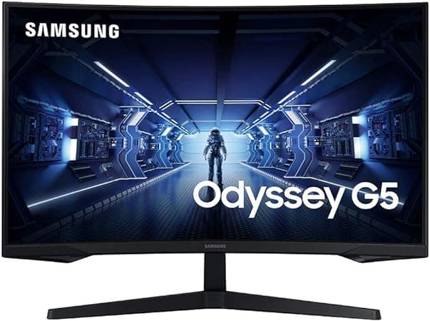 Samsung 32” Odyssey G5 Gaming Monitor, WQHD (2560x1440), 144Hz, Curved, 1ms, HDMI, Display Port, AMD FreeSync Premium, HDR10, LC32G55TQWNXZA, Black