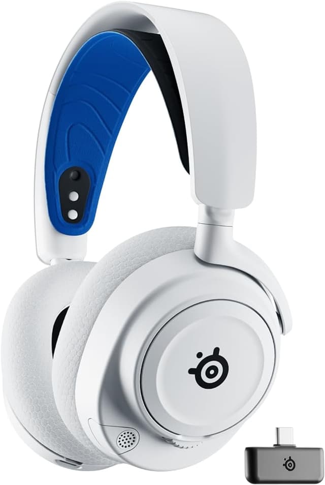 SteelSeries Arctis Nova 7P Wireless Multi-Platform Gaming Headset — Neodymium Magnetic Drivers — 2.4GHz + Bluetooth — 38Hr USB-C Battery — Gen2 AI Mic — PlayStation, PC, Switch, VR, Mobile - White