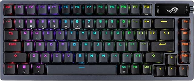 ASUS ROG Azoth 75% Wireless DIY Custom Gaming Keyboard, OLED Display, Three-Layer Dampening, Hot-Swappable ROG NX Red Switches &amp; Keyboard Stabilizers, PBT Keycaps, RGB-Black